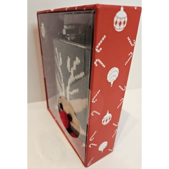 Stainless Steel Flask 7 Oz, With Reindeer. Sweater Koozie, NEW Boxed - Picture 3 of 4